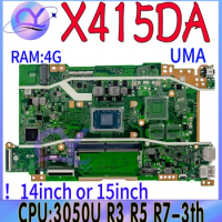 X415DA Laptop Motherboard For ASUS Vivo Book 14 X515DA X515DAP X415DAP X415D With 3050U R3-3200/R5-3500/R7-3700 4GB-RAM UMA