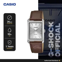 Casio MTP-B215L-7AVDF Jam Tangan Pria Analog Kulit Asli Brown SIlver Original