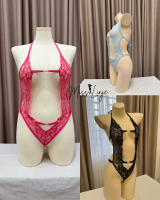 MissLinje Baju Dinas Lingerie Sexy Wanita Lace Jumpsuit Renda Transparan Permata Elegant - Estelle B