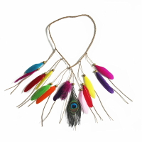 波西米亞復古民族風長流蘇孔雀羽毛發飾頭飾印第安發帶發繩女