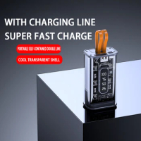 10000mAh Mini Power Bank PD 100W Super Fast Charging Stand Transparent Fashionable Powerbank With LED For iPhone Huawei Xiaomi