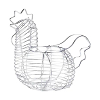 Metal Wire Egg Baskets for Eggs, Chicken Shaped Egg Holder, Rustic Round Baskets Gathering Egg with Handle