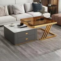 Glass Slate Coffee Tables Nordic Center Square Conference Side Tables Aesthetic Nesting Stolik Kawowy Furniture Tv Salon