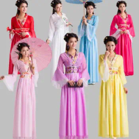 2022 new ancient chinese costume women folk dance costume for woman hanfu women new year Fan clothing costumes