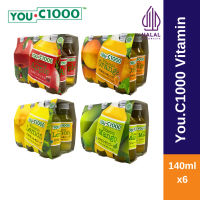 HALAL YOU.C1000 Vitamin Apple/Orange/Lemon/Mango Drink 140mlX6 (Halal) • Healthy • Beauty • Boosting