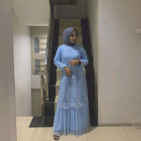 Gamis tutu kombinasi brokat tile seragam pesta Dress Wanita Mewah Muslim Nyaman Remaja Putih Dewasa 