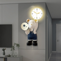 小熊創意時鐘壁燈卡通鐘錶掛鐘客廳錶掛墻現代簡約家用時尚輕奢鐘 全館免運