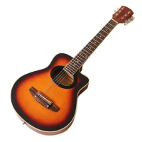 Electric acoustic guitar 6 string 34 " cutaway design travel guitar 20 frets sunburst color folk guitar mini guitars for travel