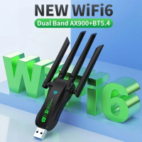 Kelajuan Tinggi AX900 Penyesuai USB WiFi6 Band Dual 4 Antena 2.4G/5Ghz 900Mbps WiFi Dongle Bluetooth