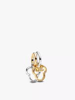 Pandora Disney Mickey and Minnie Mouse sterling silver and 14k gold-plated splittable dangle with cl