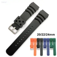 20mm 22mm 24mm Diver Watch Strap Men Sport Waterproof Thicken Silicone Wrist Band Bracelet Accessories Belt for Seiko Watchband