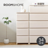 【韓國ROOM&amp;HOME】韓國製34面寬四層抽屜收納櫃-木質天板-DIY-多色可選(抽屜櫃/收納櫃/儲物櫃)