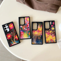 【Oil Painting Fireworks】Samsung Galaxy S24 Ultra S23 FE S22 Ultra A55 Case border Shockproof Lens Pr