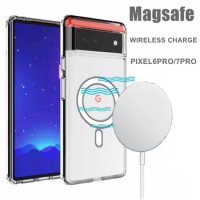 For Google Pixel 7 Pro Cover Magsafe Magnetic Clear Cases for Google Pixel 6 7 Pro Wireless Charging Magsafing Transparent Cover