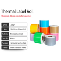 AIBIER Color Blank Thermal Label barcode Sticker 40mm Core 100x100mm/500pcs/1Roll Top Thermal Paper Adhesive Stickers