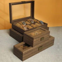 Men's Wood Grain Watch Collection Box Mechanical Watch Box Organizer Jewelry Boxes and Packaging