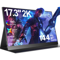 UPERFECT 17.3" 2K 144Hz Portable Gaming Monitor 1MS FreeSync HDR 100% DCI-P3 2560 x 1440 Laptop Display with VESA Dual Speakers