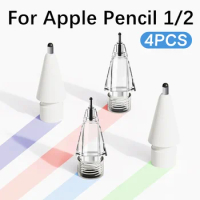 4B 2B Clear Pencil Tips Replacement Nib For Apple Pencil 1/2 Gen Tips With Silicone Cap Stylus Pen Tips For iPencil 1st 2nd iPad