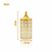 Toples Motif Gold Tutup Kerucut Mewah dan Elegan Toples Plastik Kedap Udara - Toples Estetik Kerucut