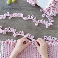 Practical Finger Loop Flexible Solid Color Hand Knitting Blanket Crochet Thread Fadeless Finger Looping Yarn for Home