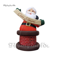 Customized Christmas Character Inflatable Santa Claus Balloon Carrying A Gift Bag In The Chimney For Outdoor Entrance Decoration