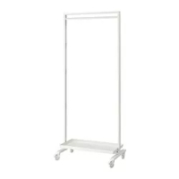 rangka+roda/rel hanger/rak display, putih, 85x205 cm