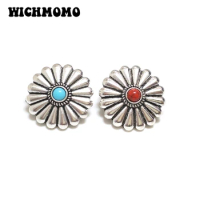 3pcs/bag 30MM Retro Zinc Alloy Round Clothes Decorative Daisy Buttons Charms Pendant for DIY Hair Jewelry Accessories