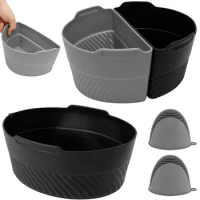 Silicone Slow Cooker Liner Temperature Resistant Slow Cooker Silicone Insert with Divider Liner and Hand Clip Reusable Crock Pot