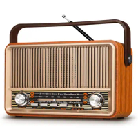PRUNUS J120 Classic Vintage Retro Style AM/FM/SW Radio with Bluetooth 5.0 Speaker Wood radios 1800mAh rechargeable battery