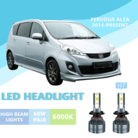 2PCS FOR Perodua ALZA 2014-PRESENT 6000k H7 Super Bright Hi/Lo Beam Headlamp Lampu LED Headlight Bulb White Light