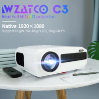 WZATCO C3 Full HD 1080P Projector Android 9.0 WIFI 300inch Big Screen Proyector Home theater Media Video Player Smart Beamer