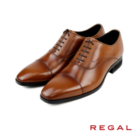 【REGAL】經典壓線橫飾牛津鞋 棕色(V234-BR)
