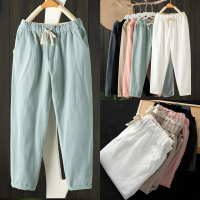 celana wanita linen baggypants panjang wanita Bawahan Casual Katun Dewasa  Hitam