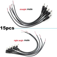 15pcs MALE 3.5mm x 1.35mm RIGHT ANGLE STRAIGHT 90° DC Plug power supply connector cable Cord Tinned Ends DIY REPAIR J17