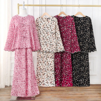 Pickone Fashion BAJU KURUNG MODEN MUSLIMAH Chiffon Floral Baju Raya Perempuan Viral Tunang Elegant F