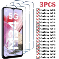 3Pcs Full Screen Protectors For Samsung Galaxy A54 A14 A34 A24 A04 A53 A73 A23 A03S A13 A33 A12 A22 A52 A32 5G Tempered Glass