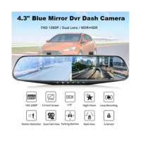 4.3Inch Car Dash Cam Driving Recorder HD 1080P Cycle Mirror Dvr Dash Cam Dual Lens Video Recorder Car DVR Dash Camera