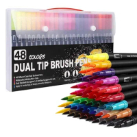 Colouring Pens 48 Colours Dual Brush Pens Felt Tip Pens Art Markers Drawing, Painting, Calligraphy, Colouring Books