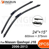 Front Wipers For Nissan Qashqai J10 2006-2013 Wiper Blade Rubber 24"+15" Car Windshield Windscreen Accessories 2010 2011 2012