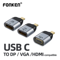 FONKEN OTG Type C To Vga Adapter Hdmi-Compatible Dp Otg USBC Converter Laptops Phone Monitor Video Output USB-C Adapter