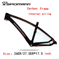 SPOMANN Carbon MTB Frame 26/27.5er UD Matte Mountain Bike Cadre Carbone Vtt Frame Bicicleta Inner Cables Bicycle Frames 3 Colors