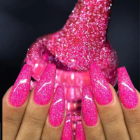 1Pc(7ml)Neon Pink Reflective Gel Polish Glitter Diamond Nail Polish Fluorescent Bright Soak off UV LED Nail Gel Varnish Manicure