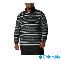 Columbia 哥倫比亞 官方旗艦 男款- 條紋半開襟刷毛上衣(UAE67530FD / 2022年秋冬)