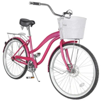 Lady 28 Beach Cruiser Bike Pink Old Vintage Bike 700c Hybrid Bicycle with Disc Brakes