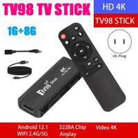1 Piece TV98 TV STICK 1G+8G Android 12.1 2.4G 5G Wifi Android Smart TV BOX (US Plug)