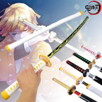 104cm Demon Slayer Katana Zenitsu Real Sized Swords Kimetsu No Yaiba Anime Cposplay Props Japanese Katana Ninja Knife Kid Toy
