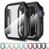 Glass+Case For Apple Watch Serie Ultra 9 8 7 6 se 5 iWatch Case 49mm 45mm 41mm 44mm 40mm 38mm 42mm Bumper Screen Protector Cover
