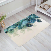 Peacock Feathers Green Home Doormat Decoration Flannel Soft Living Room Carpet Kitchen Balcony Rugs Bedroom Floor Mat