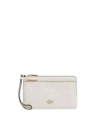 Coach Coach Double Zip Signature Canvas Wallet In White Chalk CX161