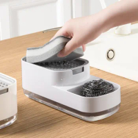 Japanese Kitchen Upgrade Press Type Manual Soap Box Detergent Dispenser Storage Box Sponge Soap Box Press Cleaning Tools